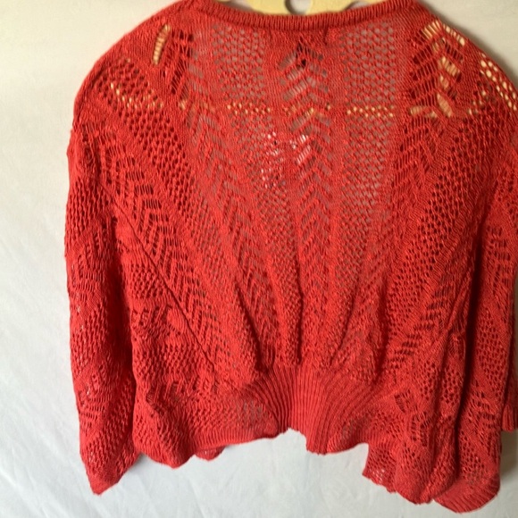 Takeout: Red Open Knit Sweater- M - Picture 7 of 12